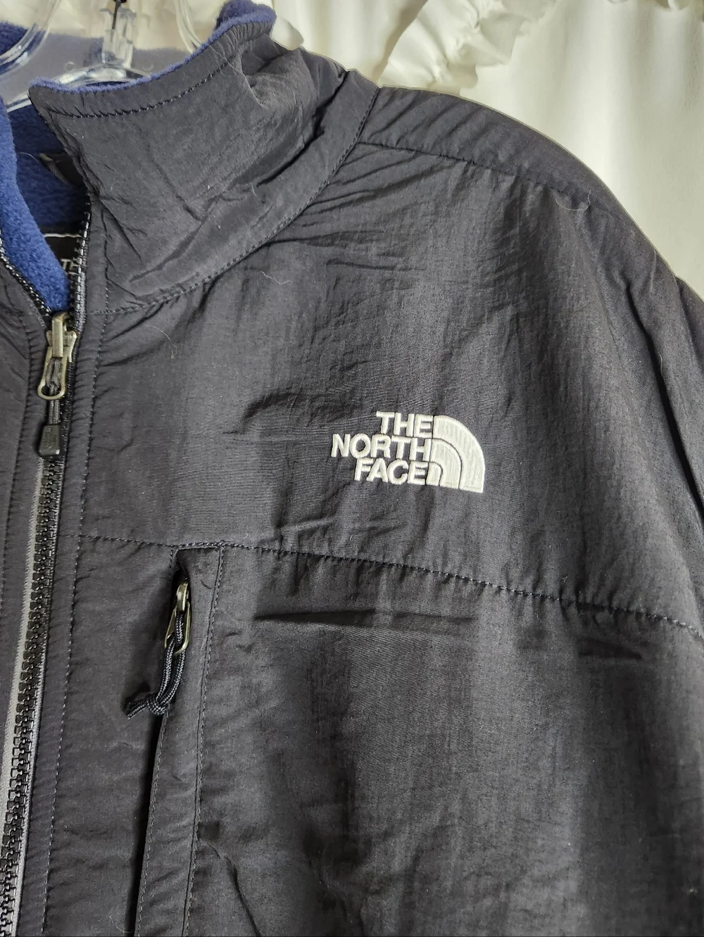 The North Face Denali Fleece Jacket retro black and navy blue Sz XXL